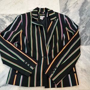 Metrostyle Vibrant Rainbow Striped Blazer Size 8
